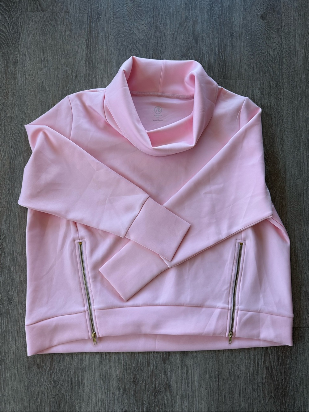 Addison Bay Pink Funnel Neck Everyday Pullover Sweatshirt Size 1X Gold Zips